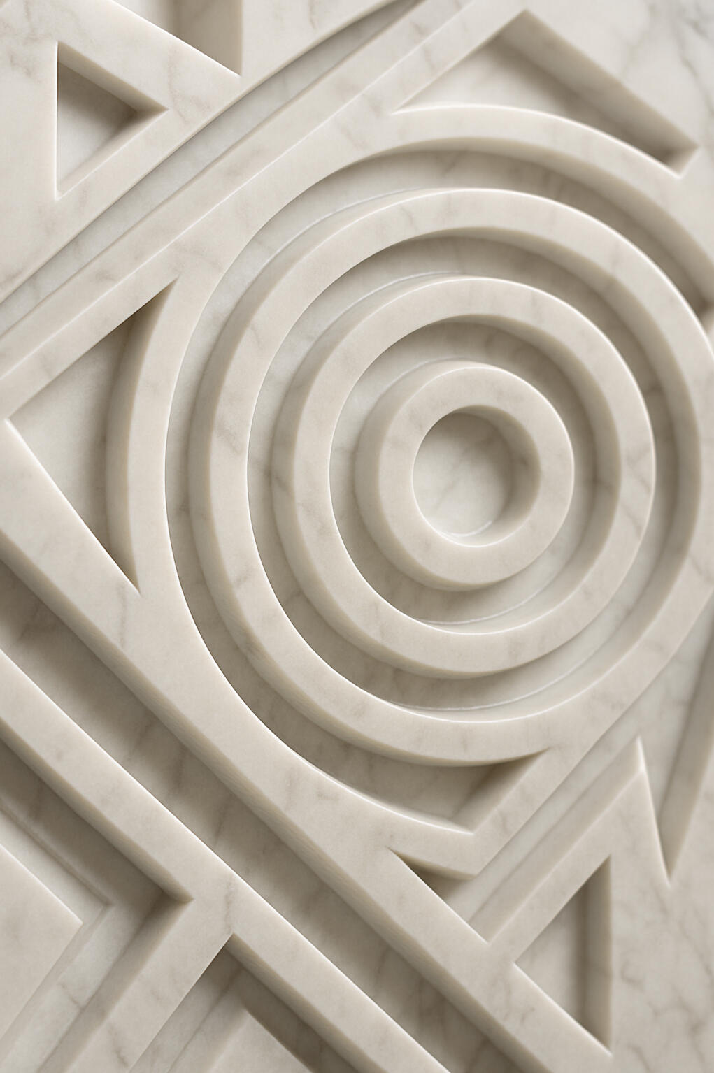 Dettaglio di una lavorazione circolare incisa su marmo con macchina CNC, realizzata da un file DXF ottimizzato.